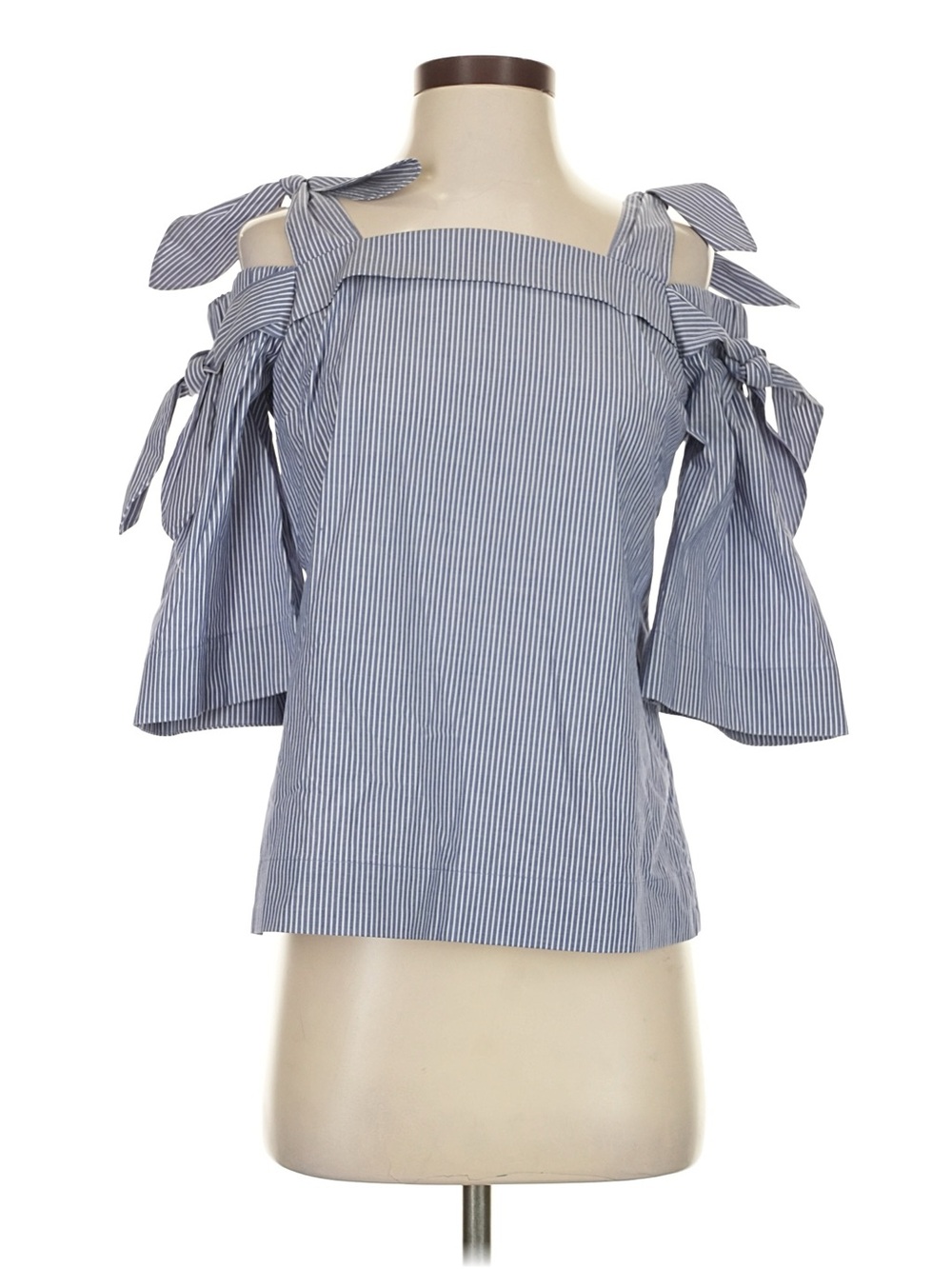 Banana Republic Blue Pinstripe Tie-Sleeve Top